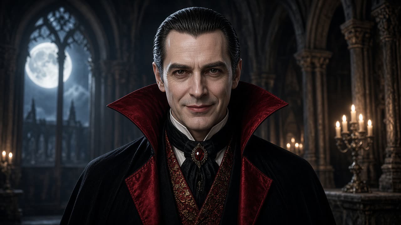 Count Dracula in his moonlit castle